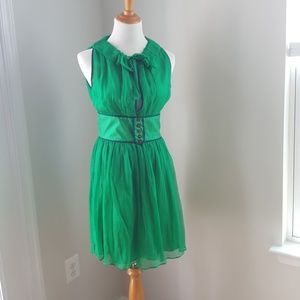 Walter Baker Green Silk Sleeveless Dress, Size 6